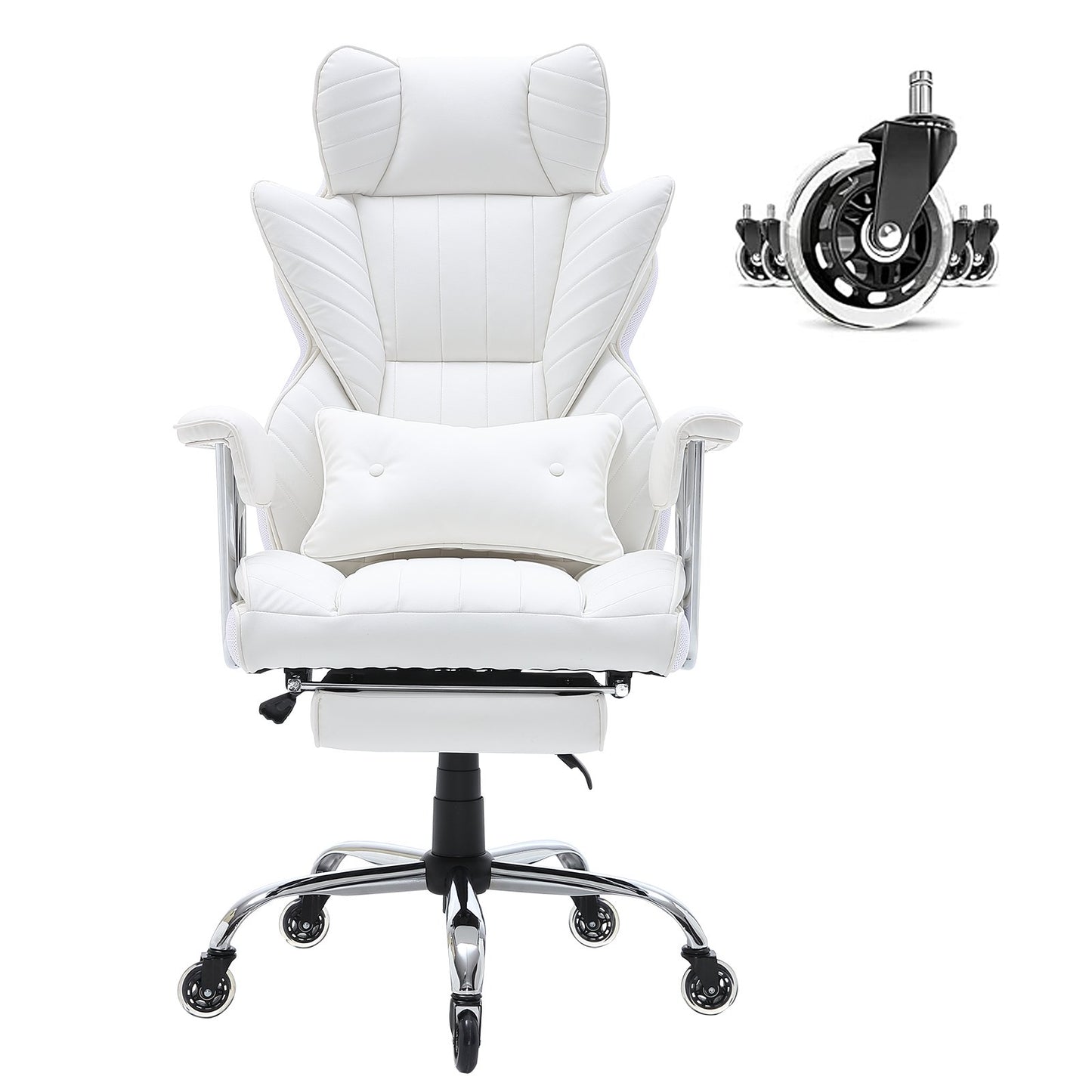 AI62 Decor Heavy Duty PU Leather Office Chair with Footrest – Wide & Tall