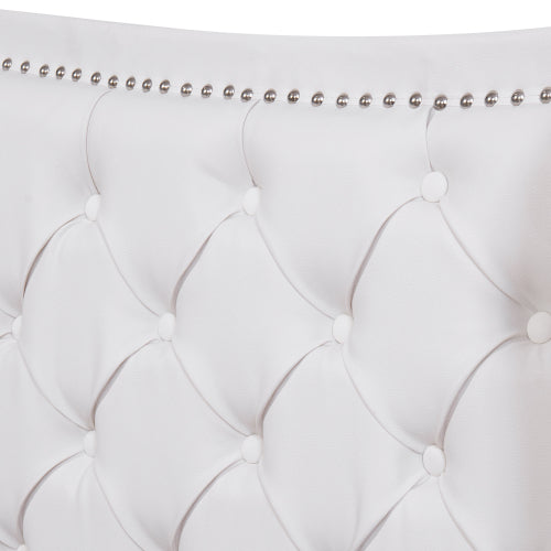 AI62 Decor Upholstered 135x190cm Bed with Drawers & Riveted Headboard – White