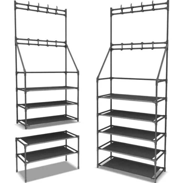 AI62 Decor 5-Tier Shoe Rack with Hooks for Entryway & Small Spaces