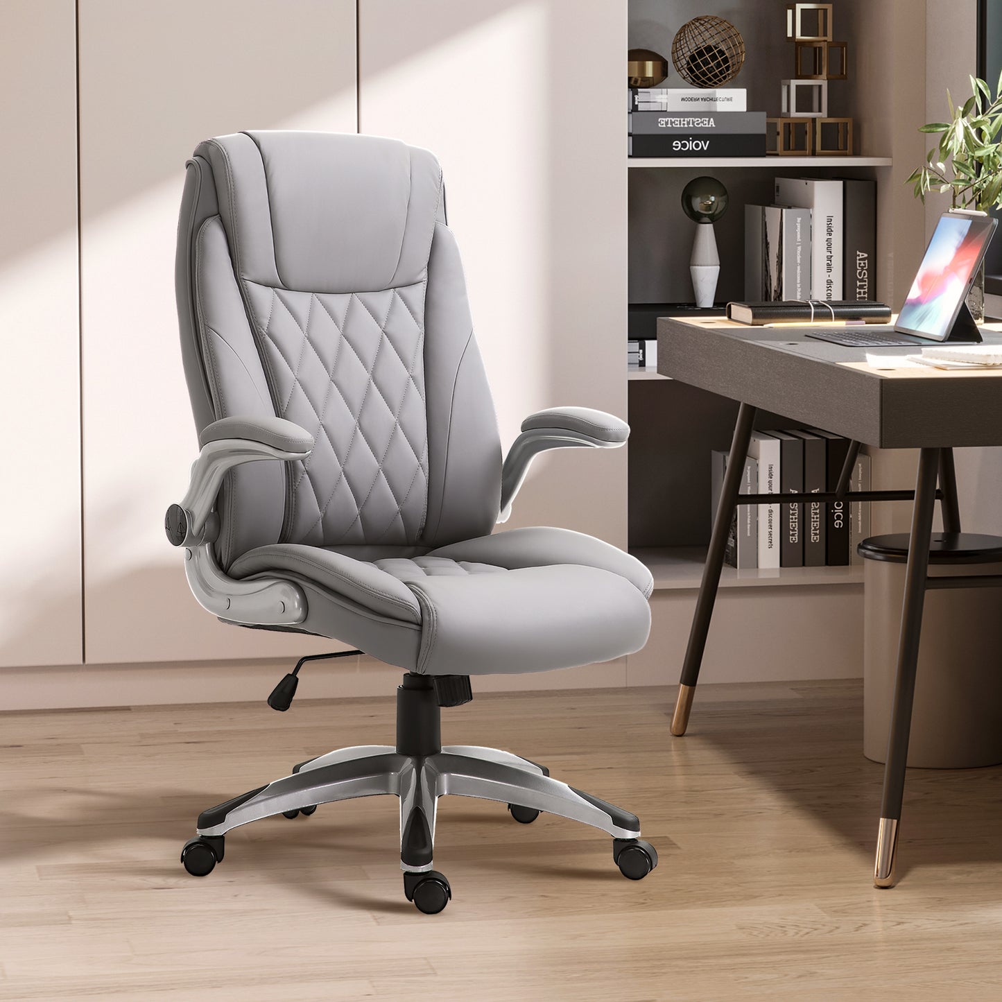 AI62 Decor Vinsetto Faux Leather Executive Swivel Office Chair - Grey
