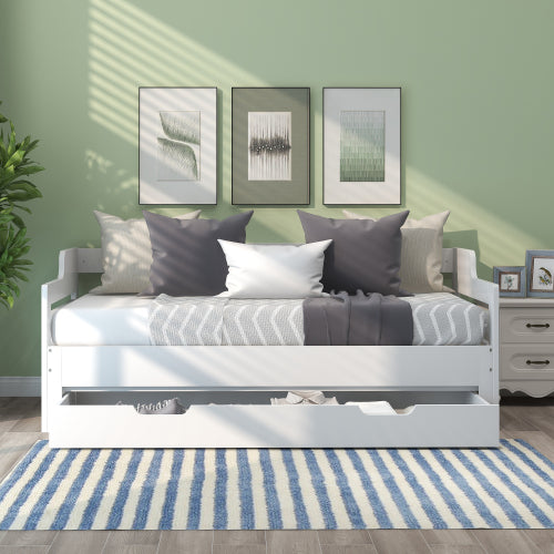 AI62 Decor Single Daybed with Pull-Out Trundle & Storage Drawer – 90 x 190 cm