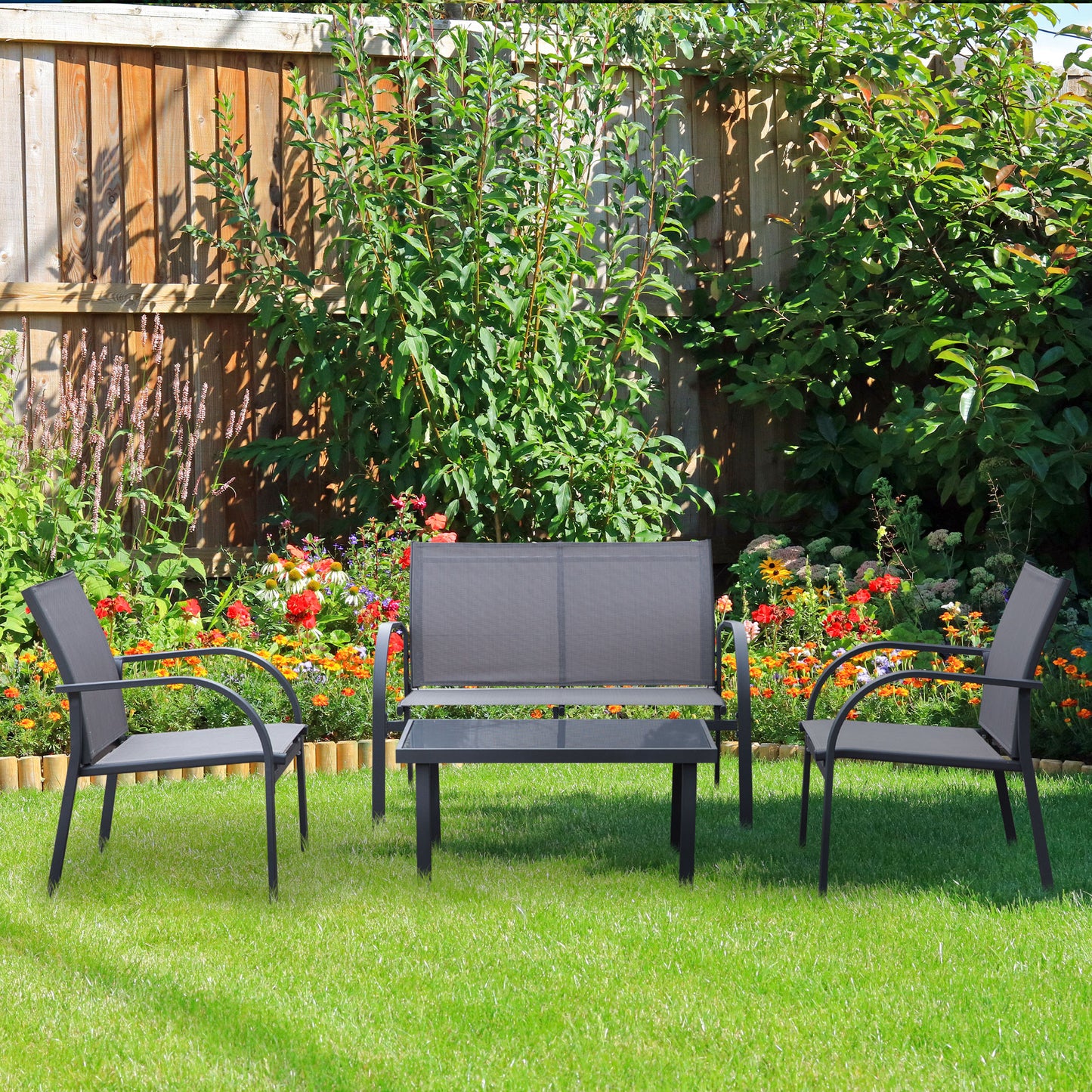 AI62 Decor Four-Piece Minimal Garden Patio Set - Grey