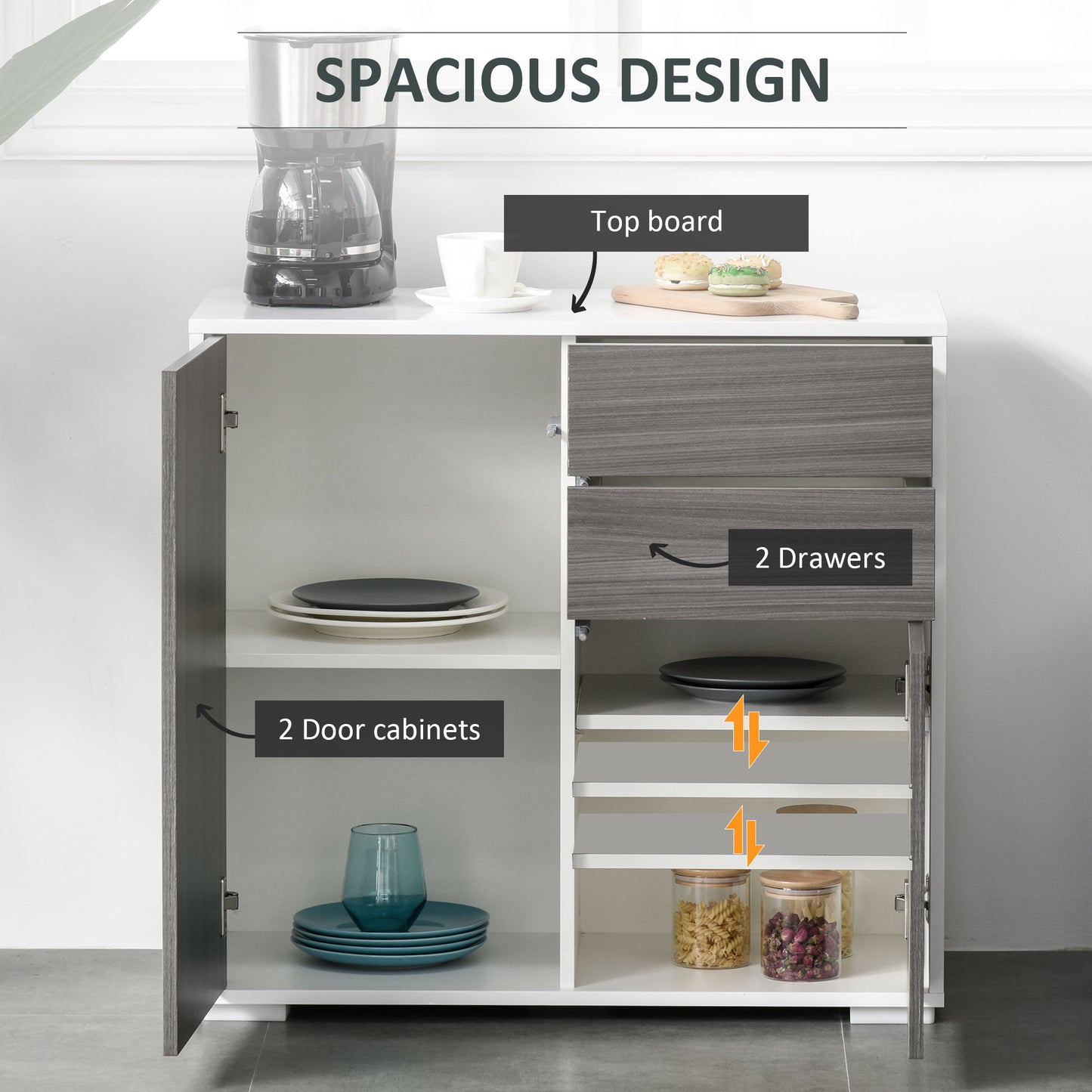 AI62 Decor Grey High Gloss Side Cabinet