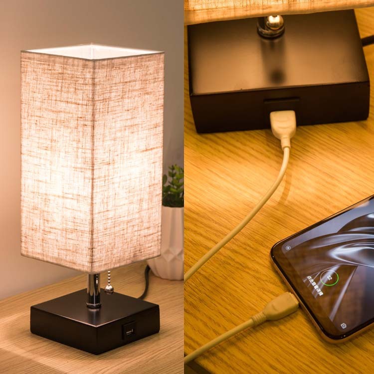 AI62 Decor Linen Square Table Lamp for Study & Bedroom