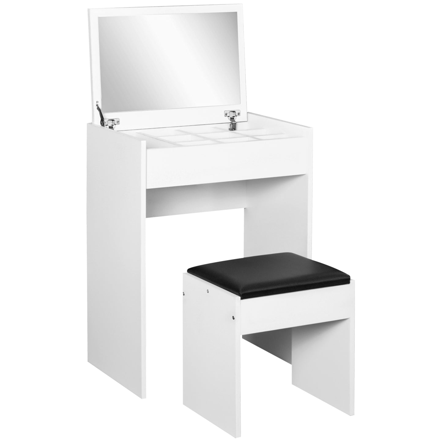 AI62 DecorVanity Dressing Table with Mirror & Stool – White