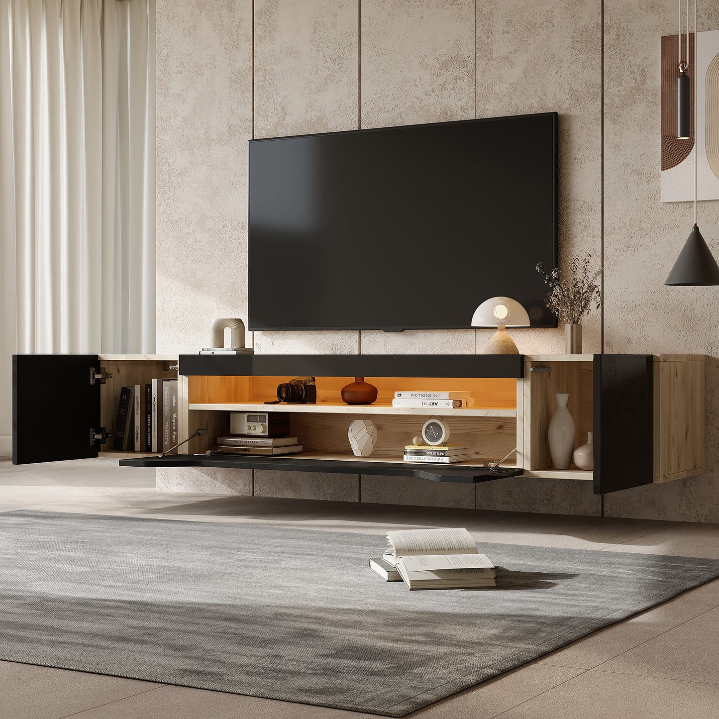 AI62 Decor Wall Mounted TV Cabinet with LED Lighting
