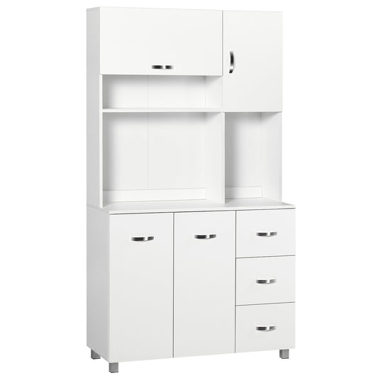 AI62 Decor 183cm White Kitchen Storage Cabinet with Countertop, Drawers & Doors