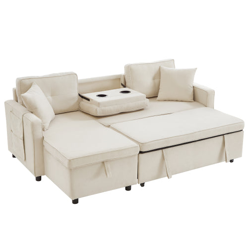 AI62 Decor L-Shaped 3-in-1 Convertible Sofa Bed with Storage & Chaise