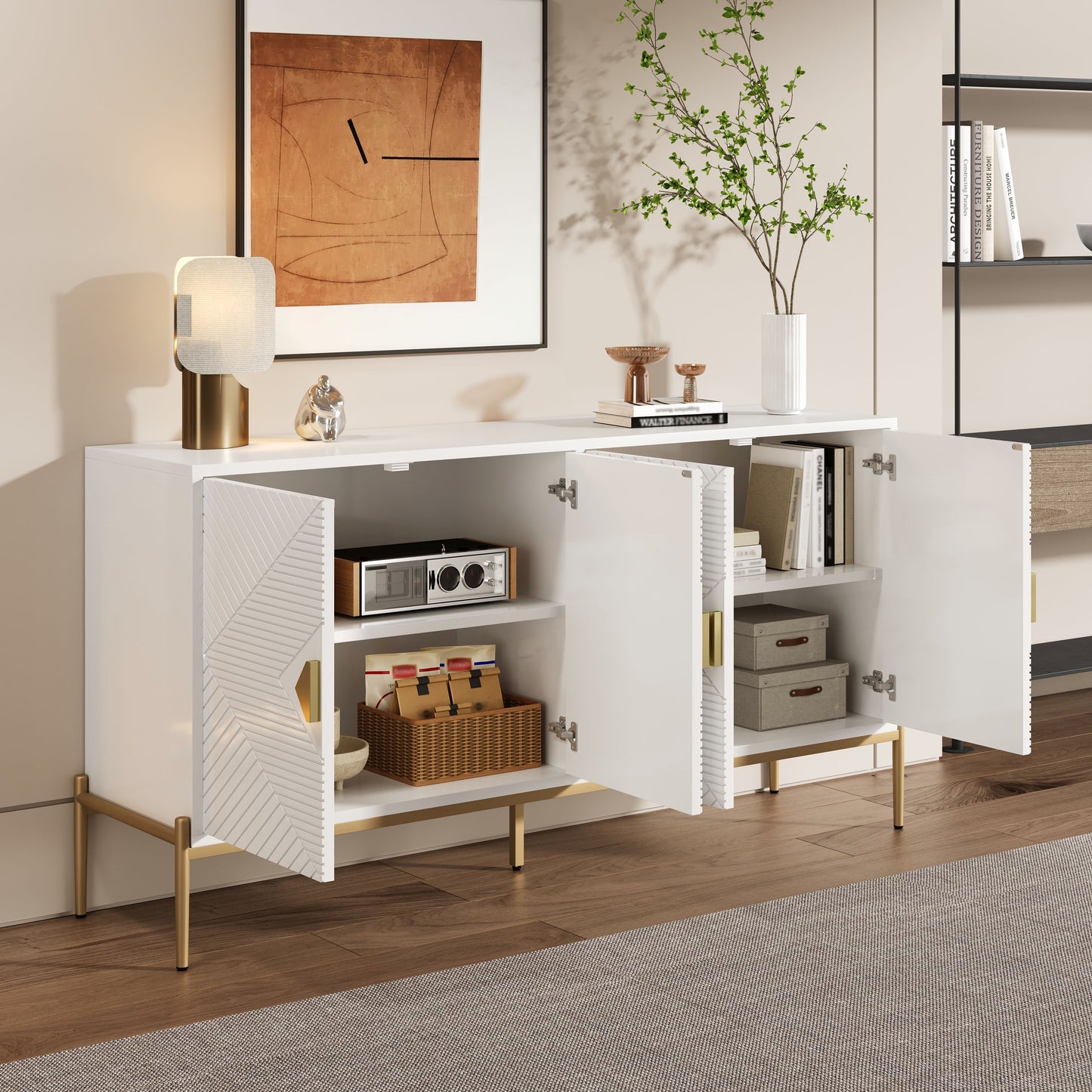 AI62 Decor  Modern Storage Sideboard Cabinet 162x40x80cm