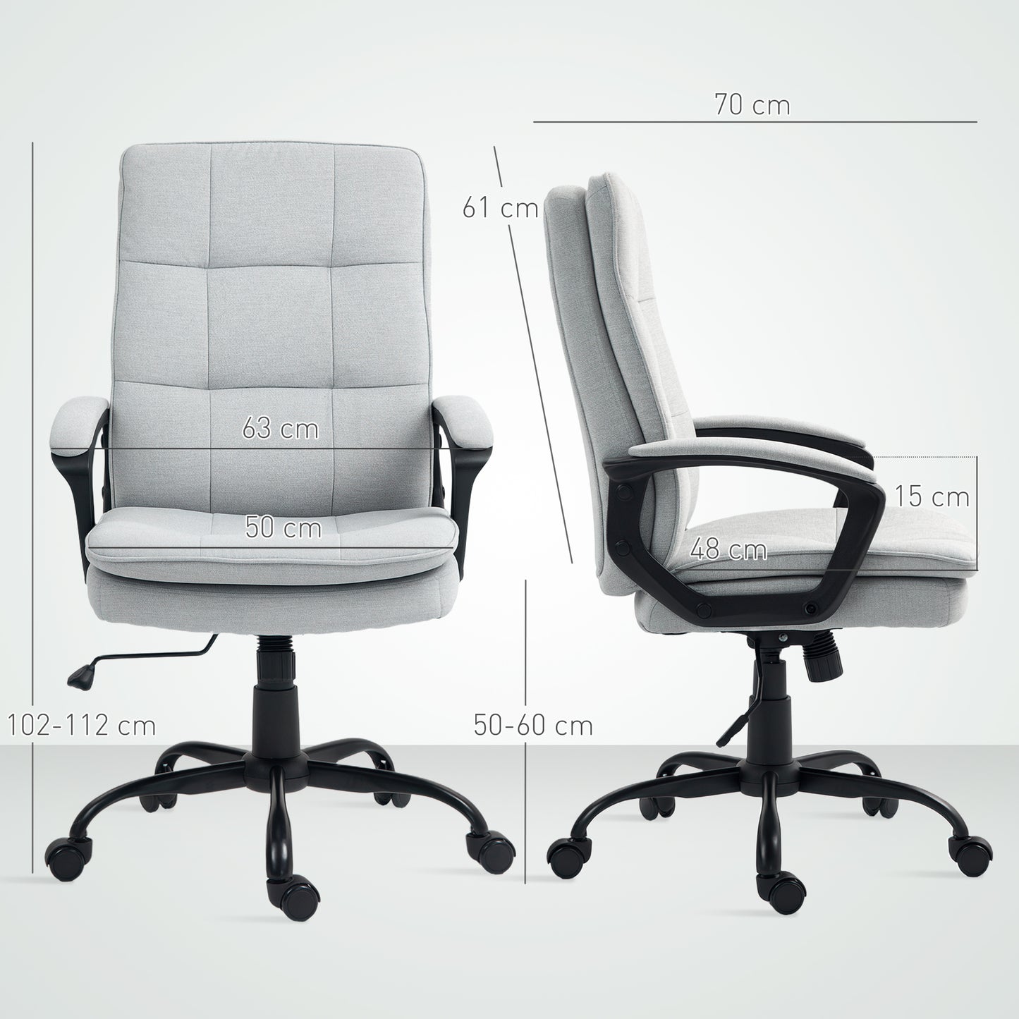 AI62 Decor Linen-Look Double-Padded Office Chair - Grey