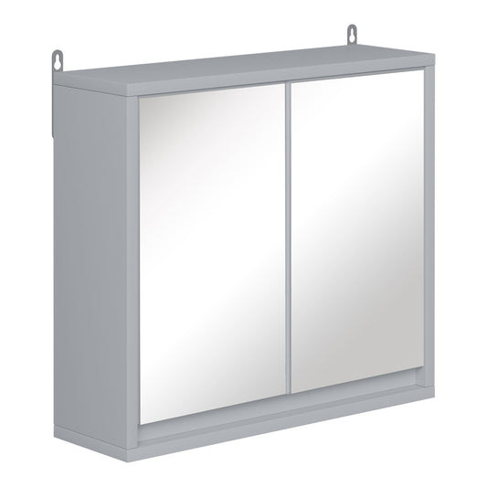 AI62 Decor Double Door Grey Bathroom Mirror Cabinet