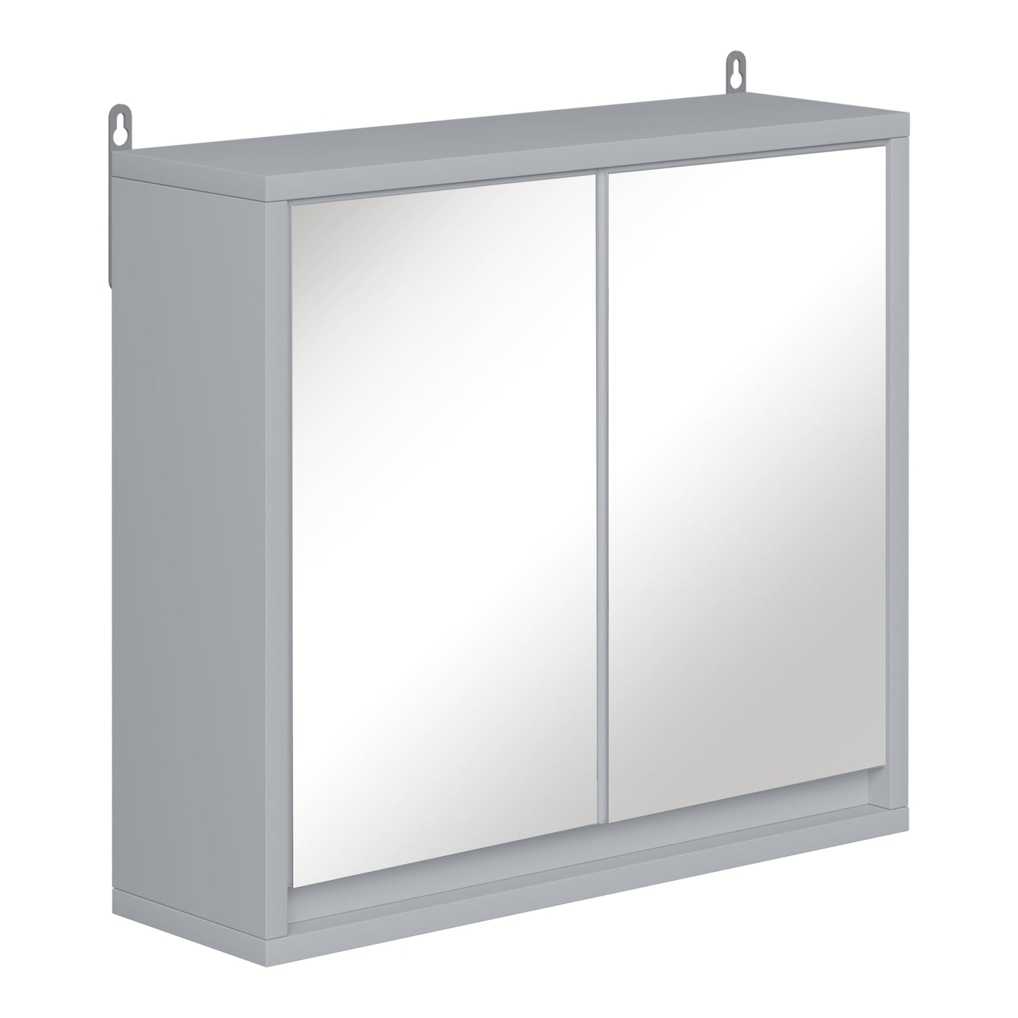 AI62 Decor Double Door Grey Bathroom Mirror Cabinet