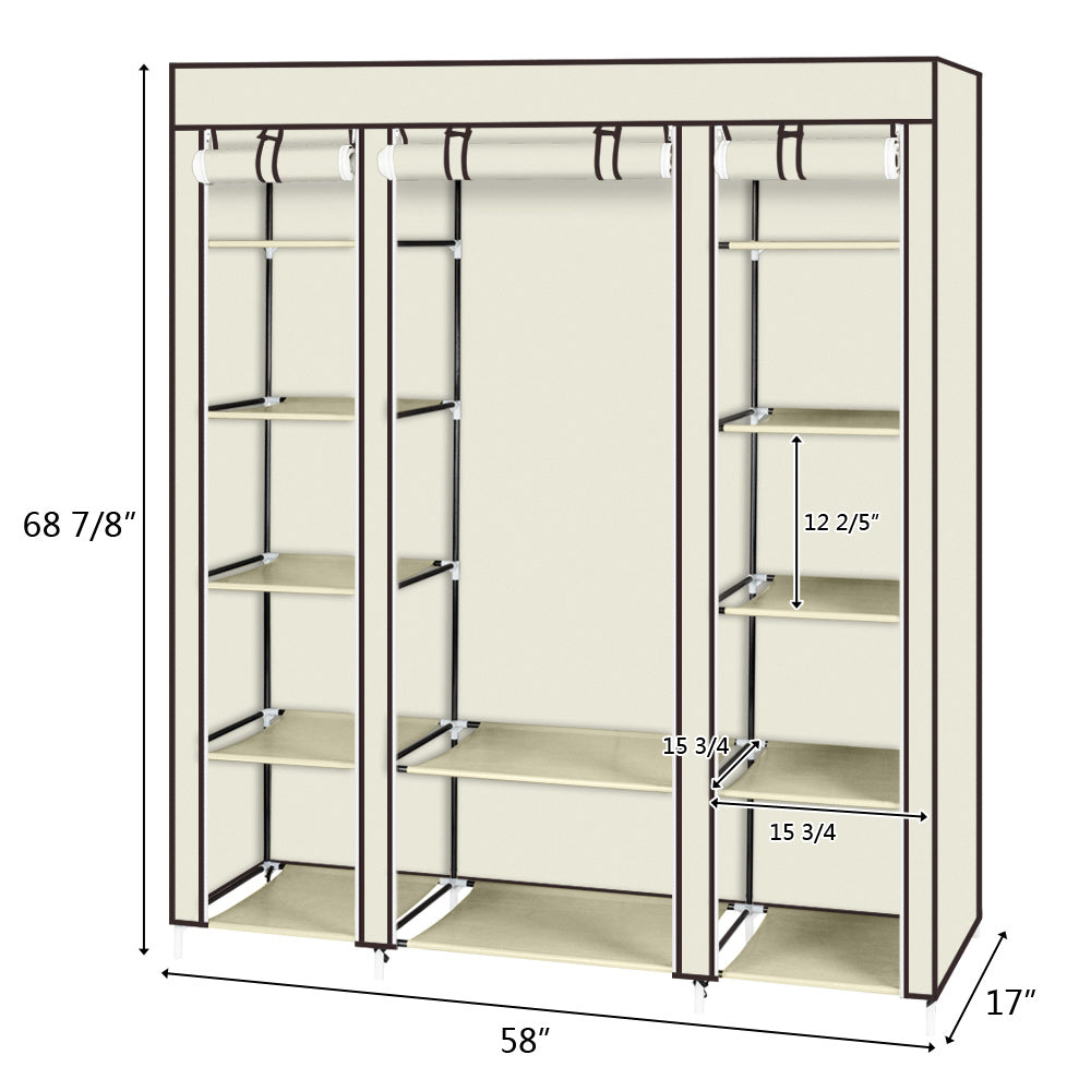 AI62 Decor 5-Layer Non-Woven Wardrobe with 12 Compartments