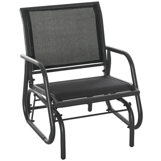 AI62 Decor Outdoor Metal Garden Glider Chair with Mesh Seat – Dark Grey
