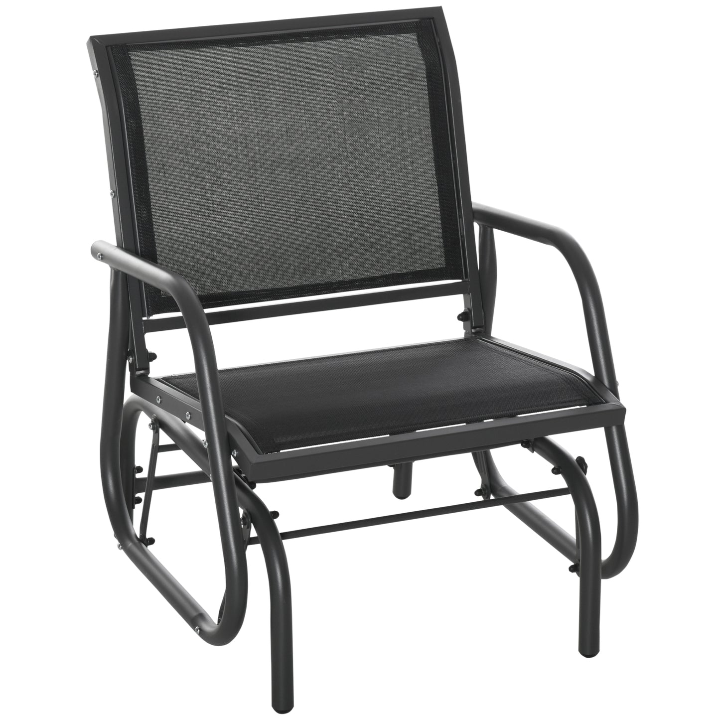 AI62 Decor Outdoor Metal Garden Glider Chair with Mesh Seat – Dark Grey