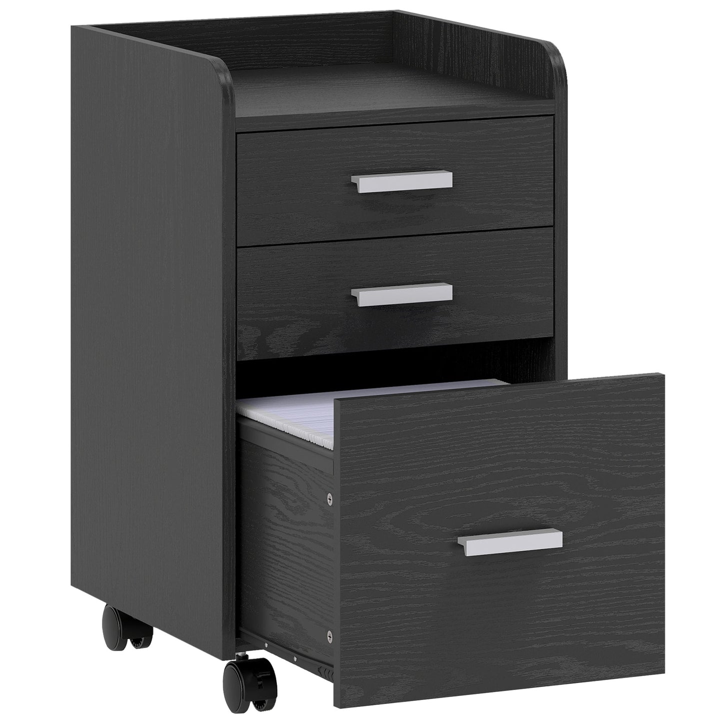 AI62 Decor 3 Drawer Rolling Filing Cabinet – Black