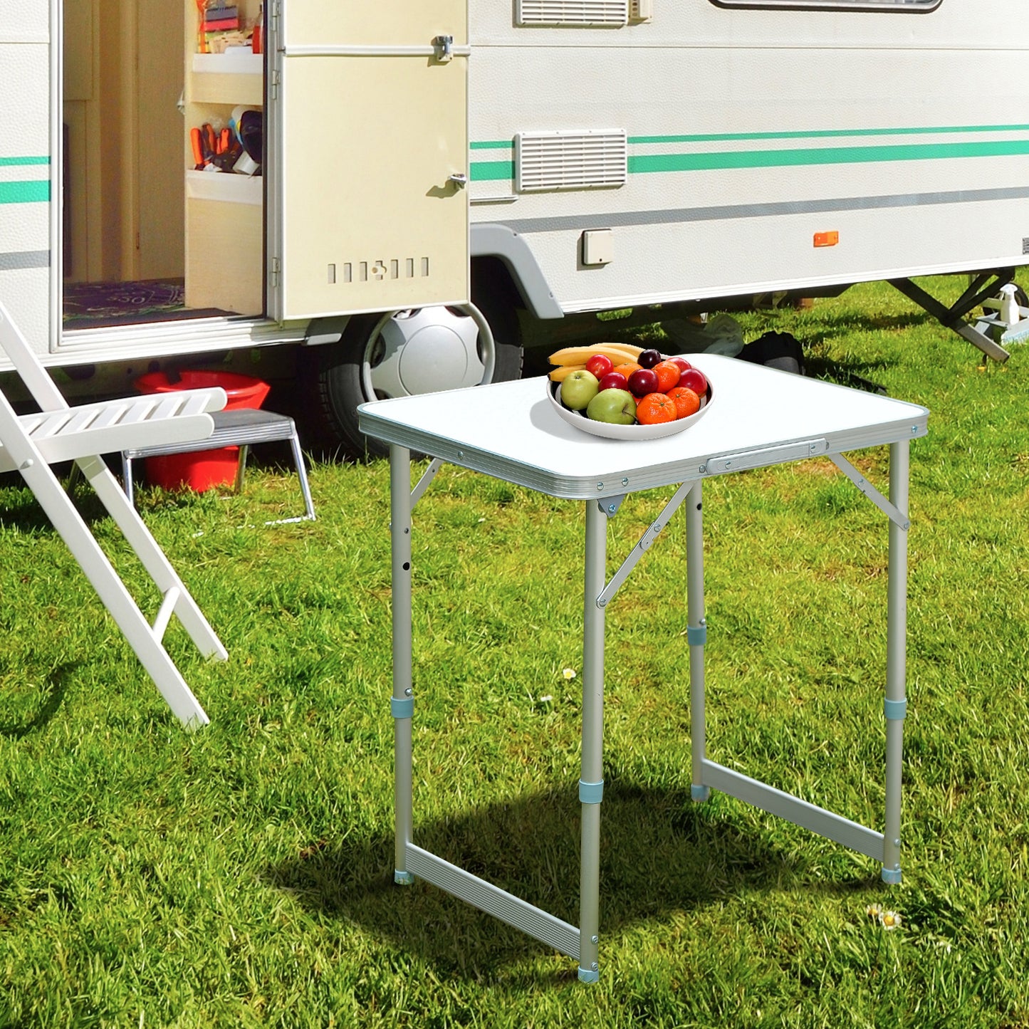 AI62 Decor Patio Foldable Picnic Table-Silver