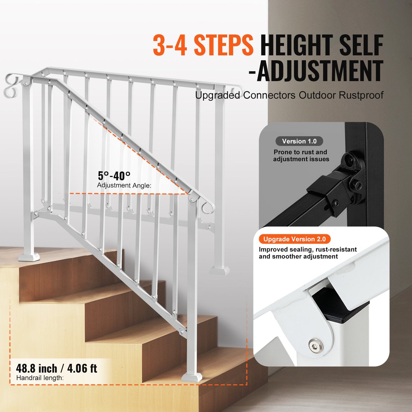 AI62 Decor Outdoor Stair Handrails – 3-4 Step Kit