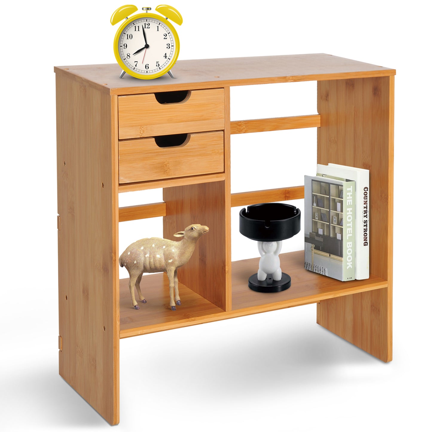 AI62 Decor Bamboo Desk Organizer with 2 Drawers & Storage Compartments