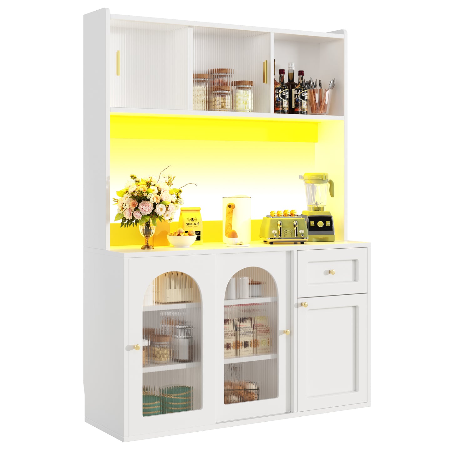 AI62 Decor Modern Tall Display Cabinet with LED Lights