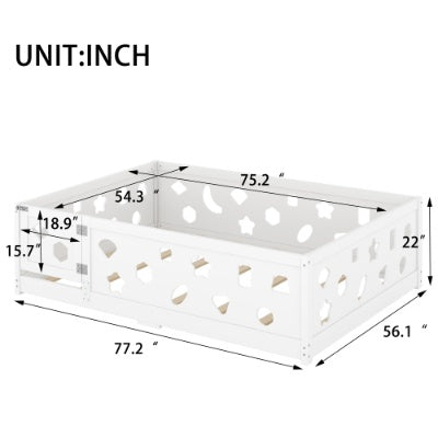 AI62 Decor Full Size Wooden Floor Bed with Safety Guardrails