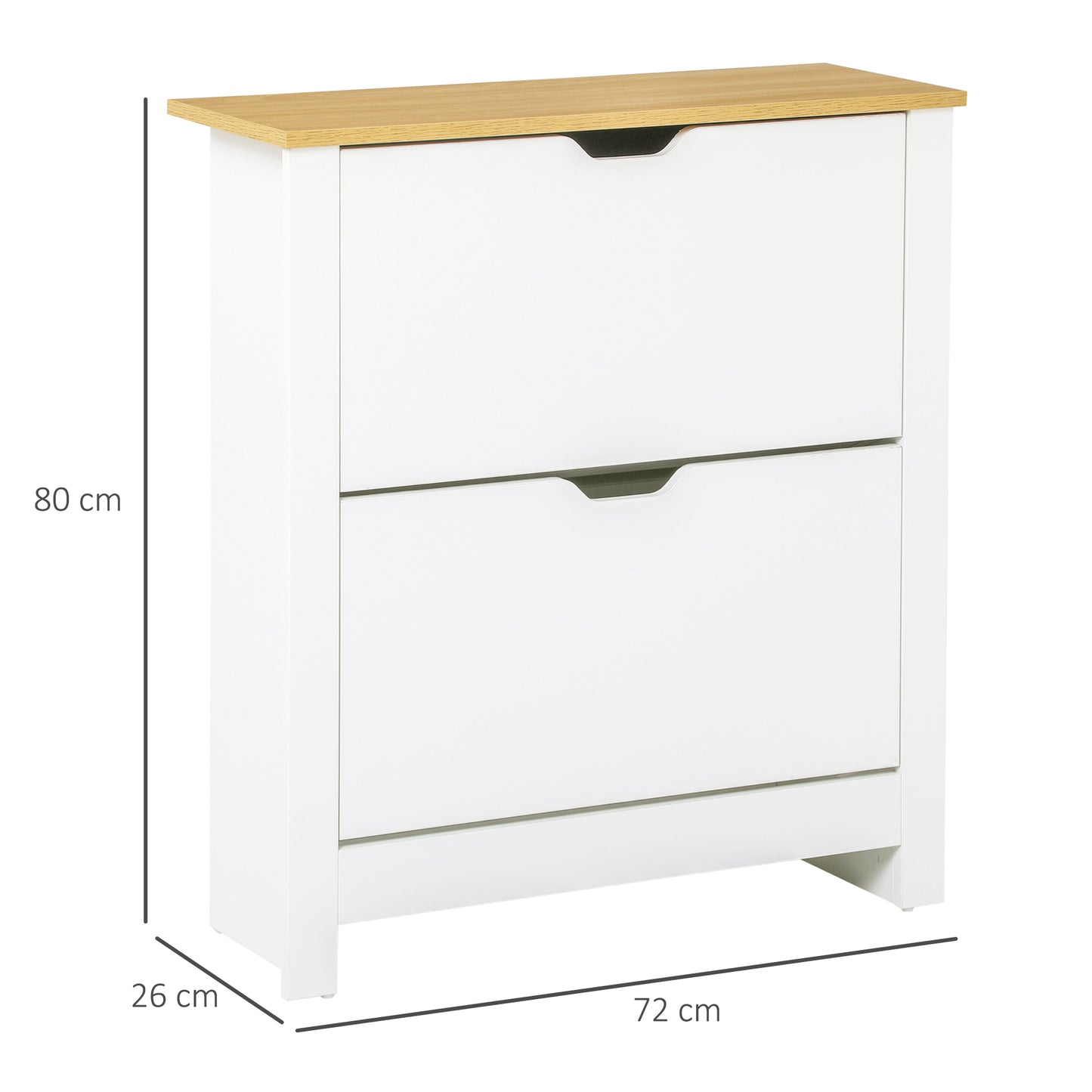 AI62 Decor Narrow Shoe Cabinet with 2 Flip Drawers & Adjustable Shelves – White
