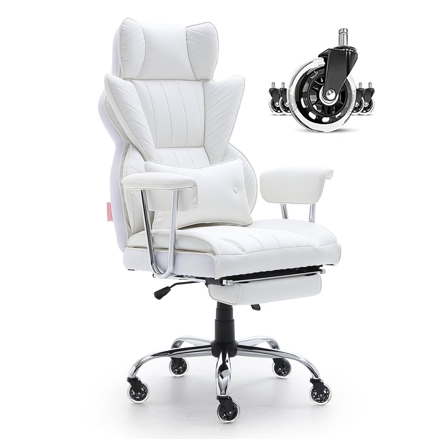 AI62 Decor Heavy Duty PU Leather Office Chair with Footrest – Wide & Tall