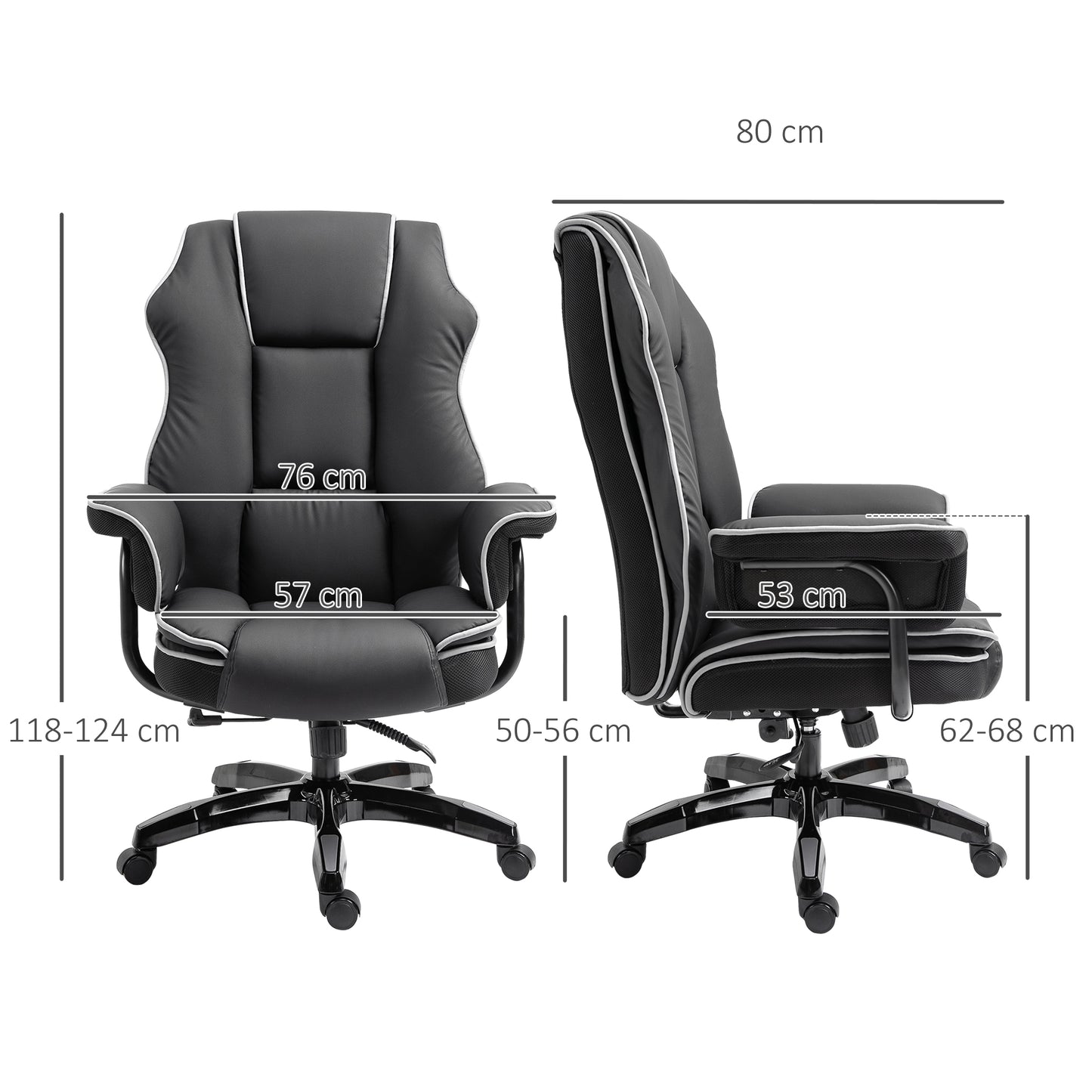 AI62 Decor Vinsetto Faux Leather Executive Office Chair, With Contrast Piping - Black/White