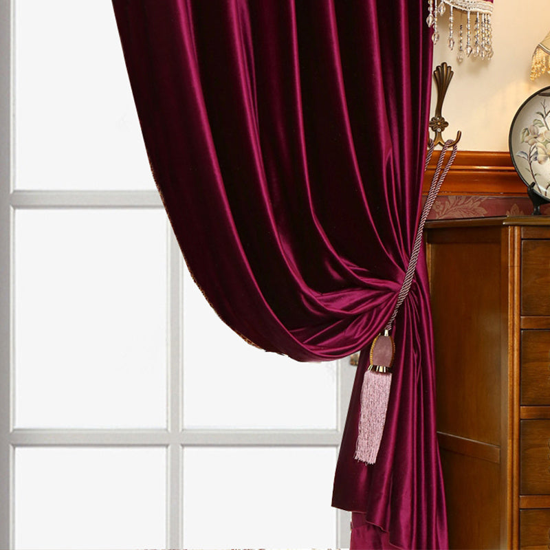 AI62 Decor Luxury Velvet Red Blackout Curtains for Living Room & Bedroom