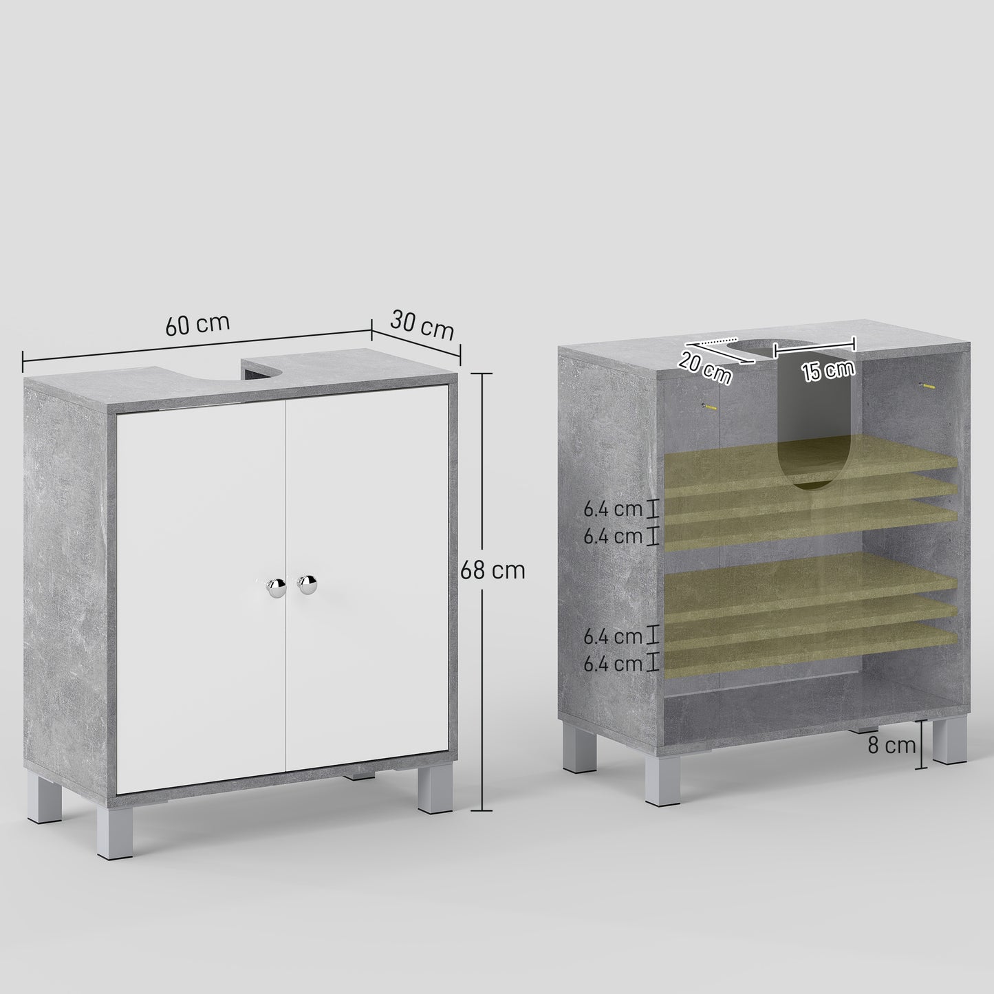 AI62 Decor Kleankin Under Sink Cabinet with Adjustable Shelves
