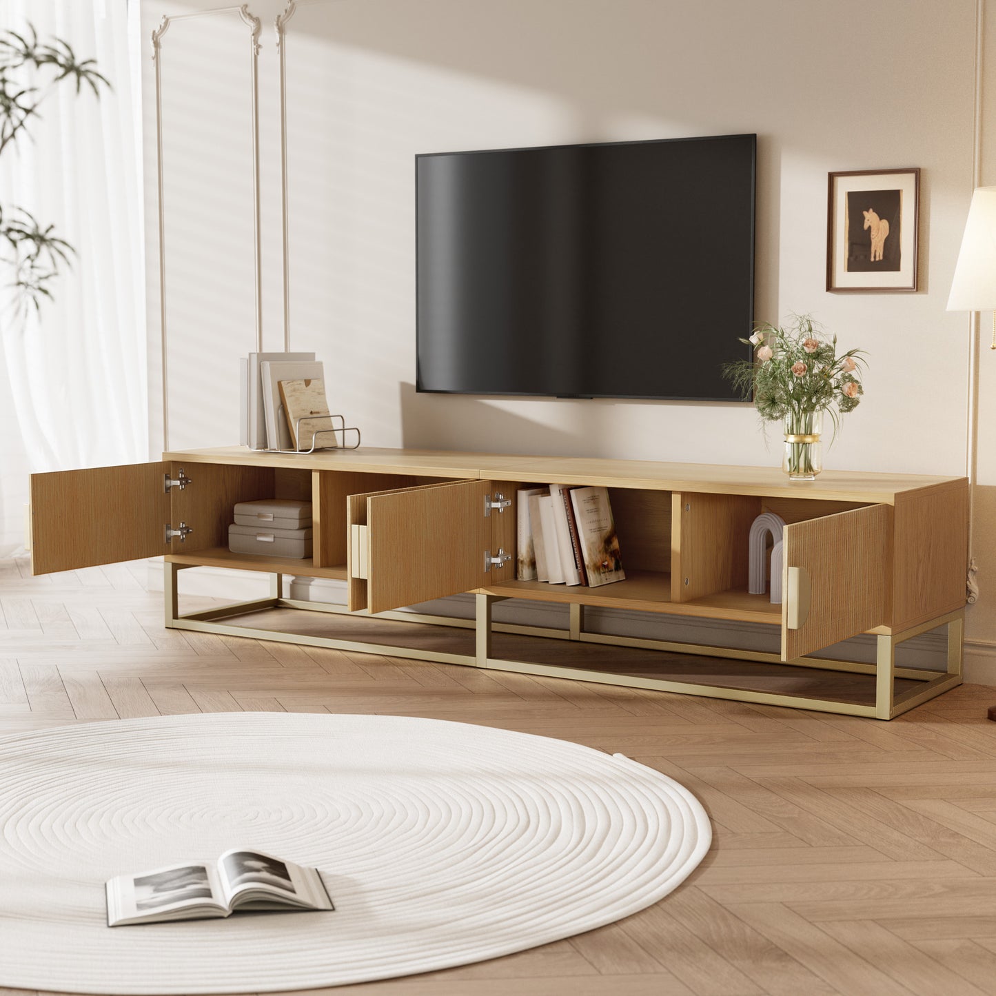 AI62 Decor 180 cm Modern Wood Grain TV Cabinet