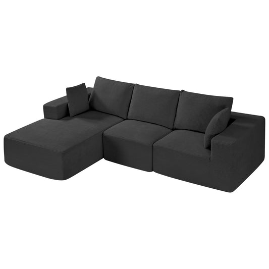 AI62 Decor L-Shaped Modular Sectional Sofa – Black