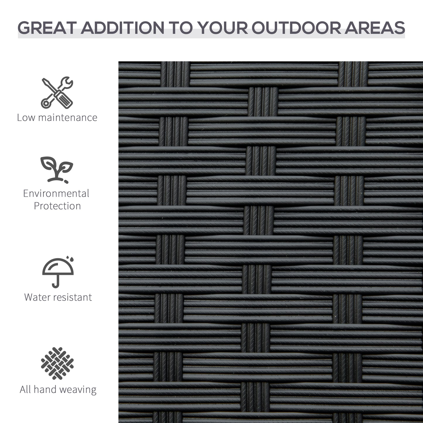 AI62 Decor All-Weather Rattan Loveseat with Backrest & Armrests