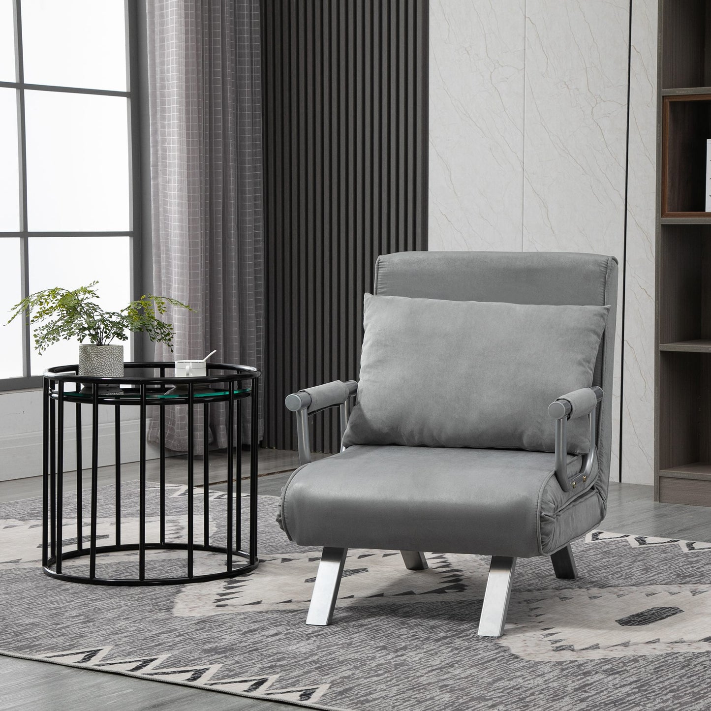 AI62 Decor Suedette Adjustable Back Futon Sofa Chair - Grey