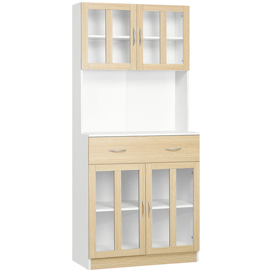 AI62 Decor Freestanding Modern Kitchen Cabinet with Glass Doors & Drawer – 180cm