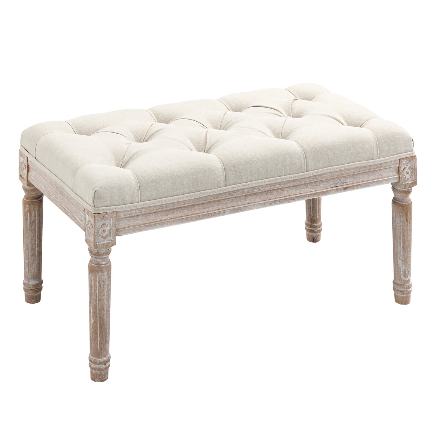 AI62 Decor 80cm Tufted End of Bed Bench – Cream White