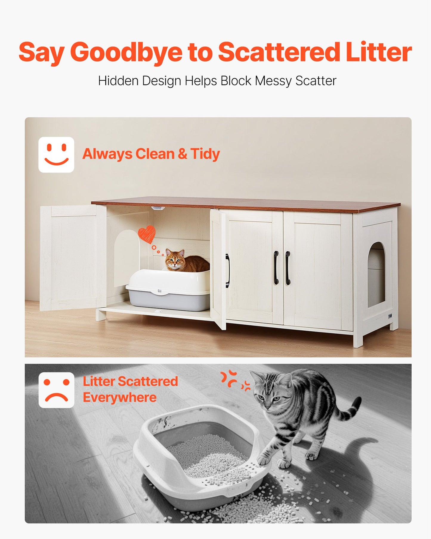 AI62 Decor Wooden Cat Litter Box Cabinet