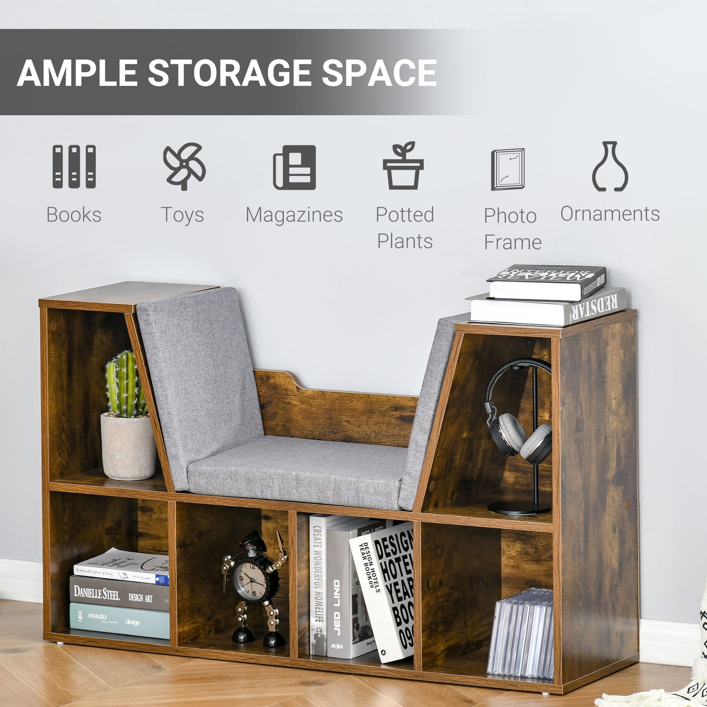 AI62 Decor Cube Bookcase Organizer with Reading Seat