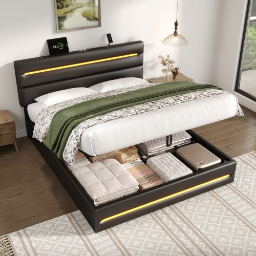 AI62 Decor King Upholstered Bed with LED Lighting