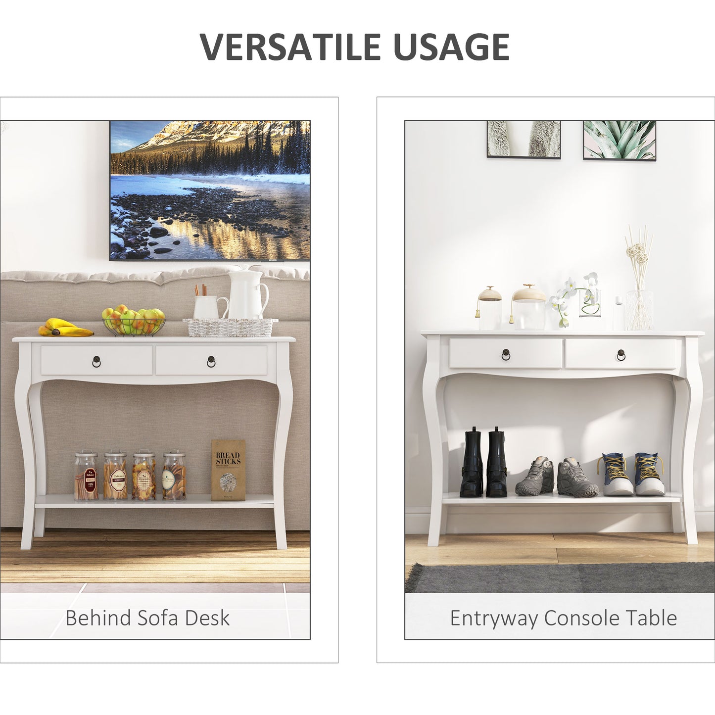 AI62 Decor Sofa Table with Storage in Ivory White