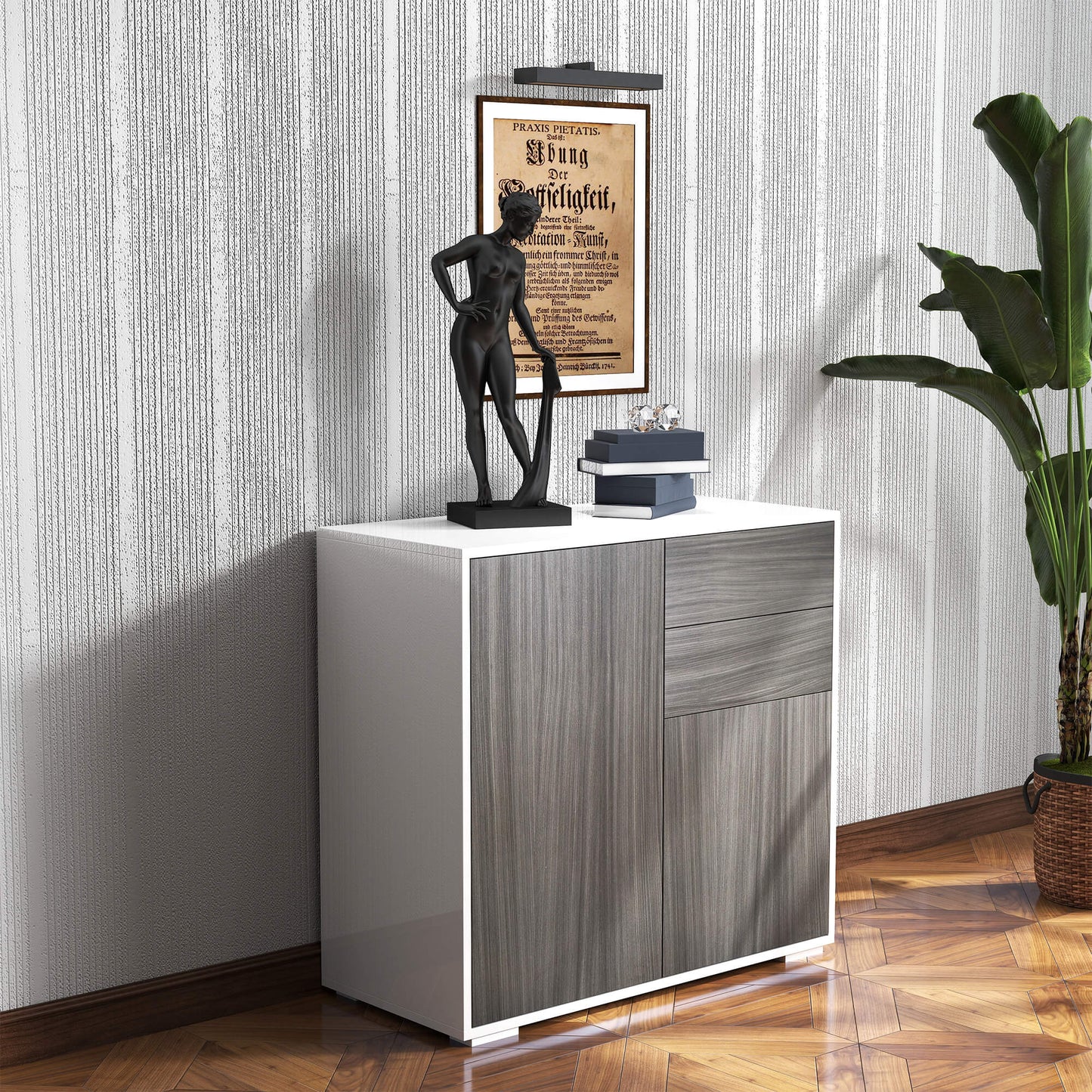 AI62 Decor Grey High Gloss Side Cabinet