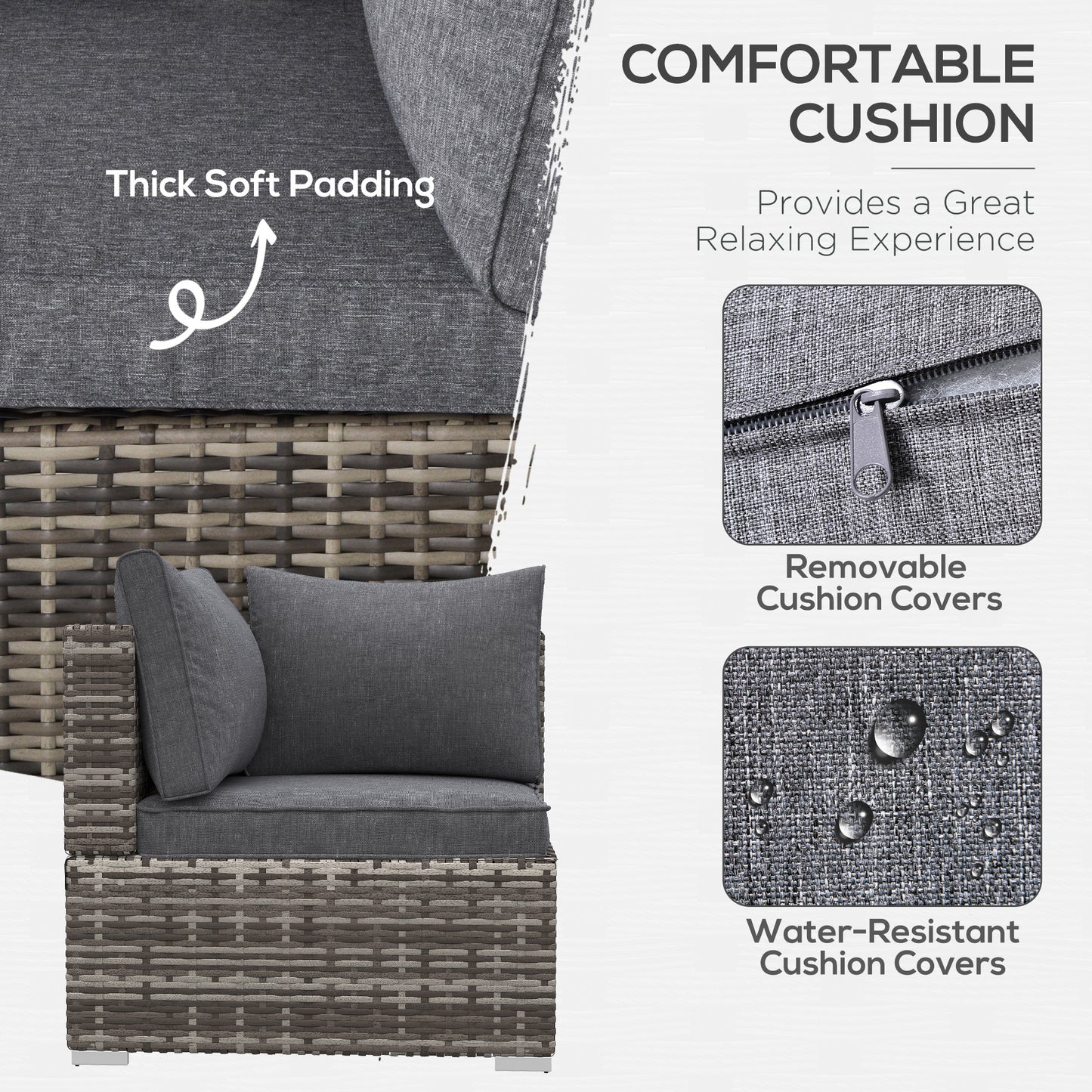 AI62 Decor Garden Wicker Corner Sofa with Cushions