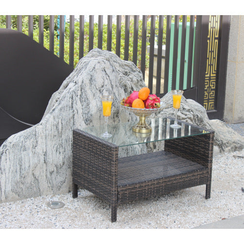 Outdoor Patio Coffee Table with Tempered Glass AI62Decor