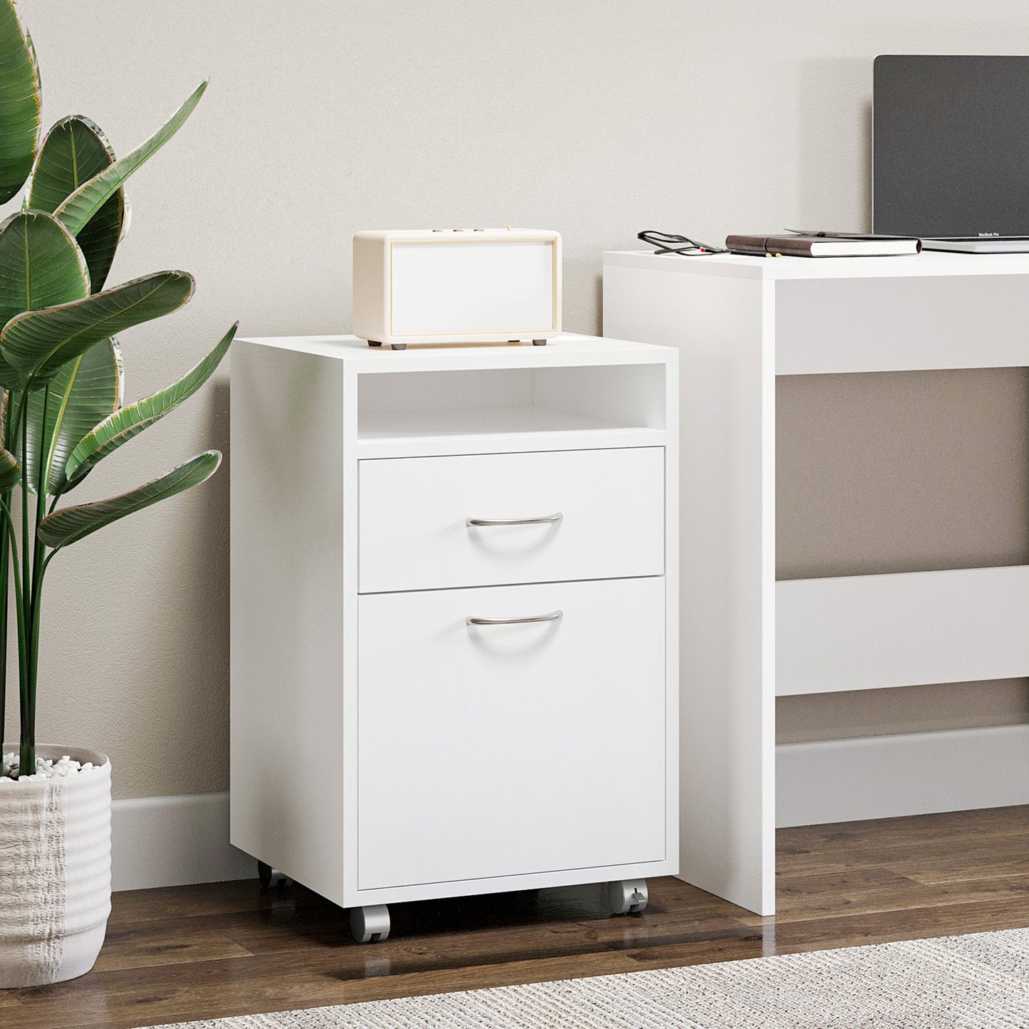 AI62 Decor Compact Filing Cabinet with Wheels & Storage