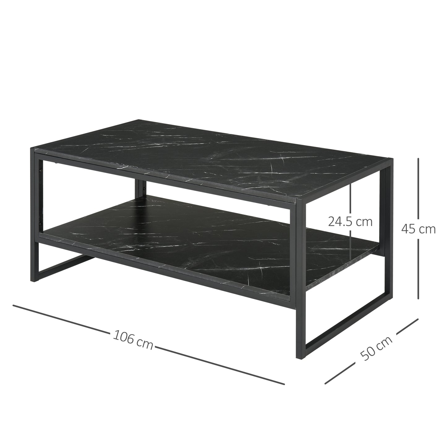 AI62 Decor Black Coffee Table with Storage Shelf