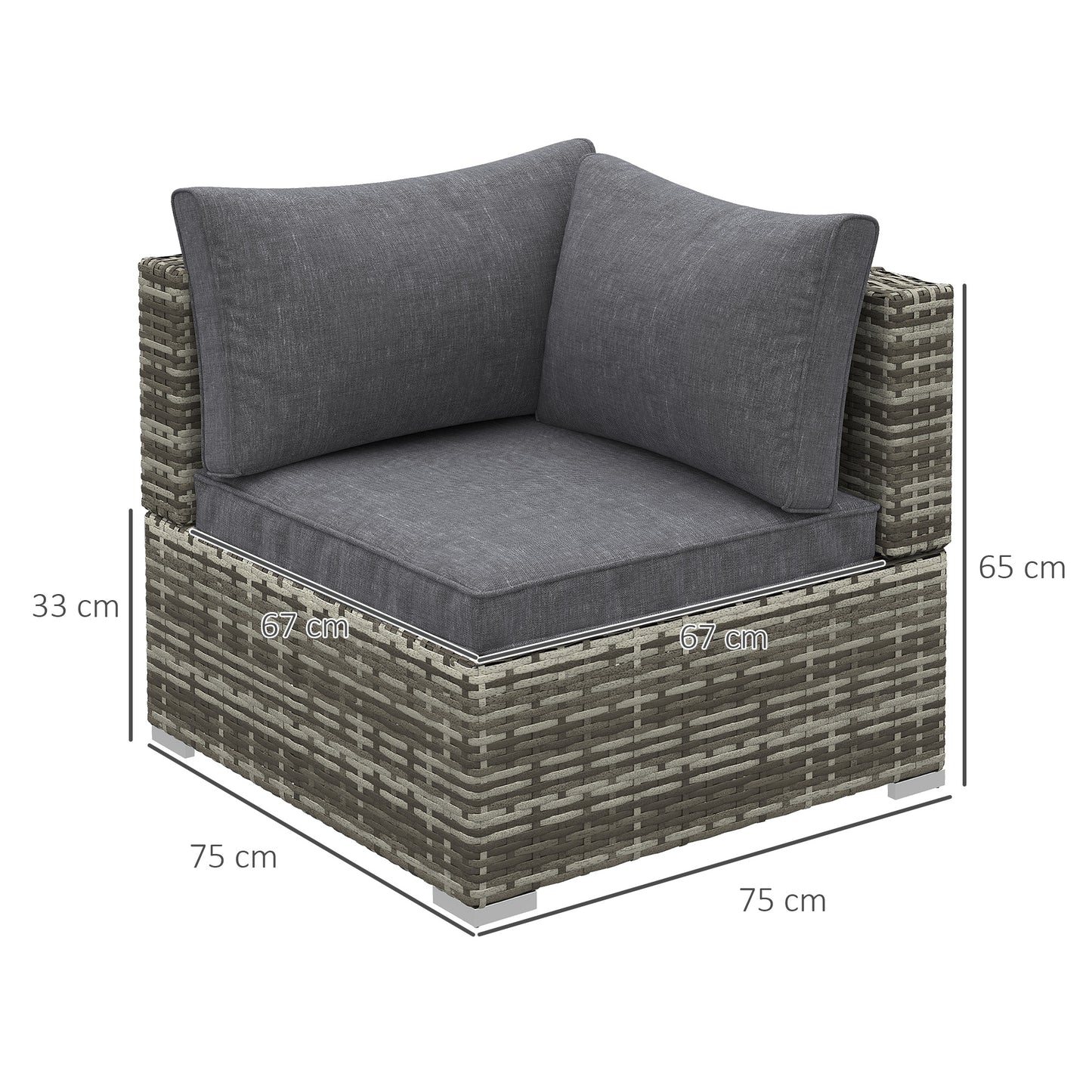 AI62 Decor Garden Wicker Corner Sofa with Cushions