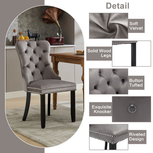 AI62 Decor Set of 4 Velvet Upholstered Dining Room Chairs