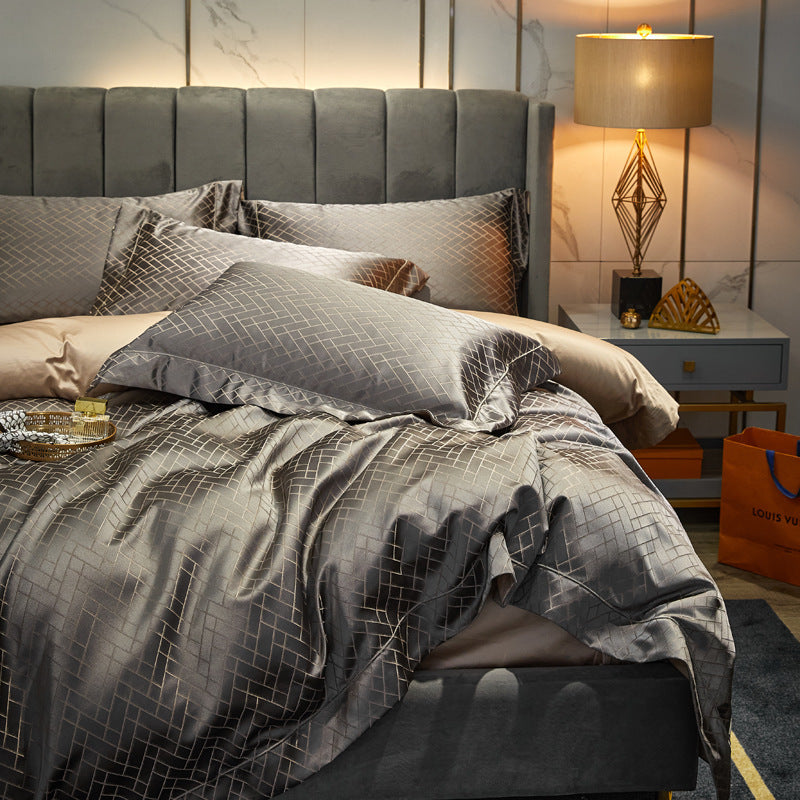 AI62 Decor Luxury European-Style 4-Piece Brocade Jacquard Bedding