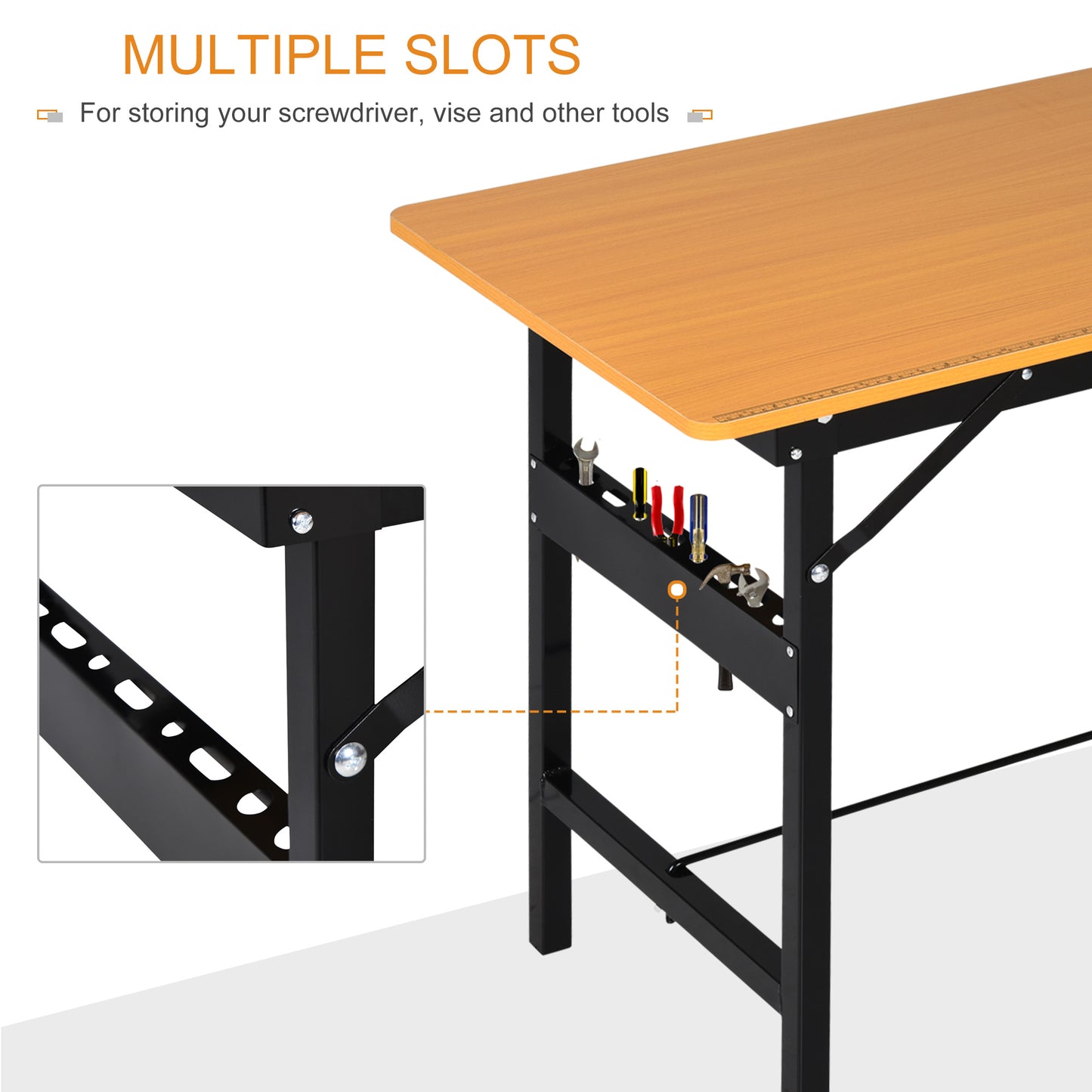 AI62 Decor 100 cm Foldable Garage Workbench with MDF Top & Steel Frame