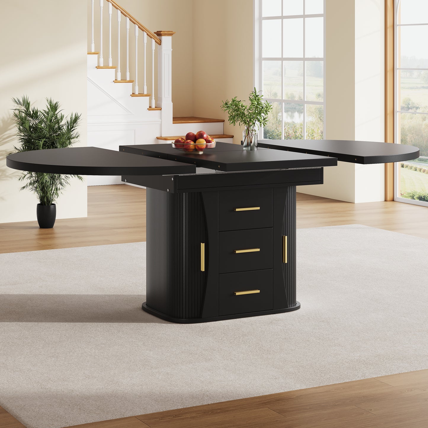 AI62 Decor Black Extendable Dining Table